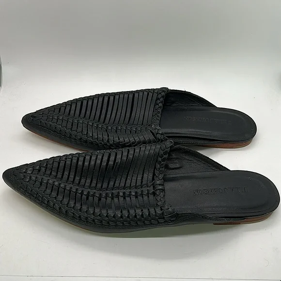 Ulla Johnson Black Leather Pointed Toe Mules Slides Shoes **Sz 40/US 10** 🌺🌺 - Picture 6 of 7